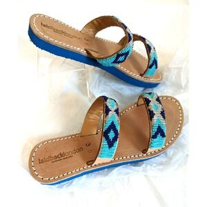 LAIDBACKLONDON sandals beaded size 39 never worn turquoise silver & blue beads